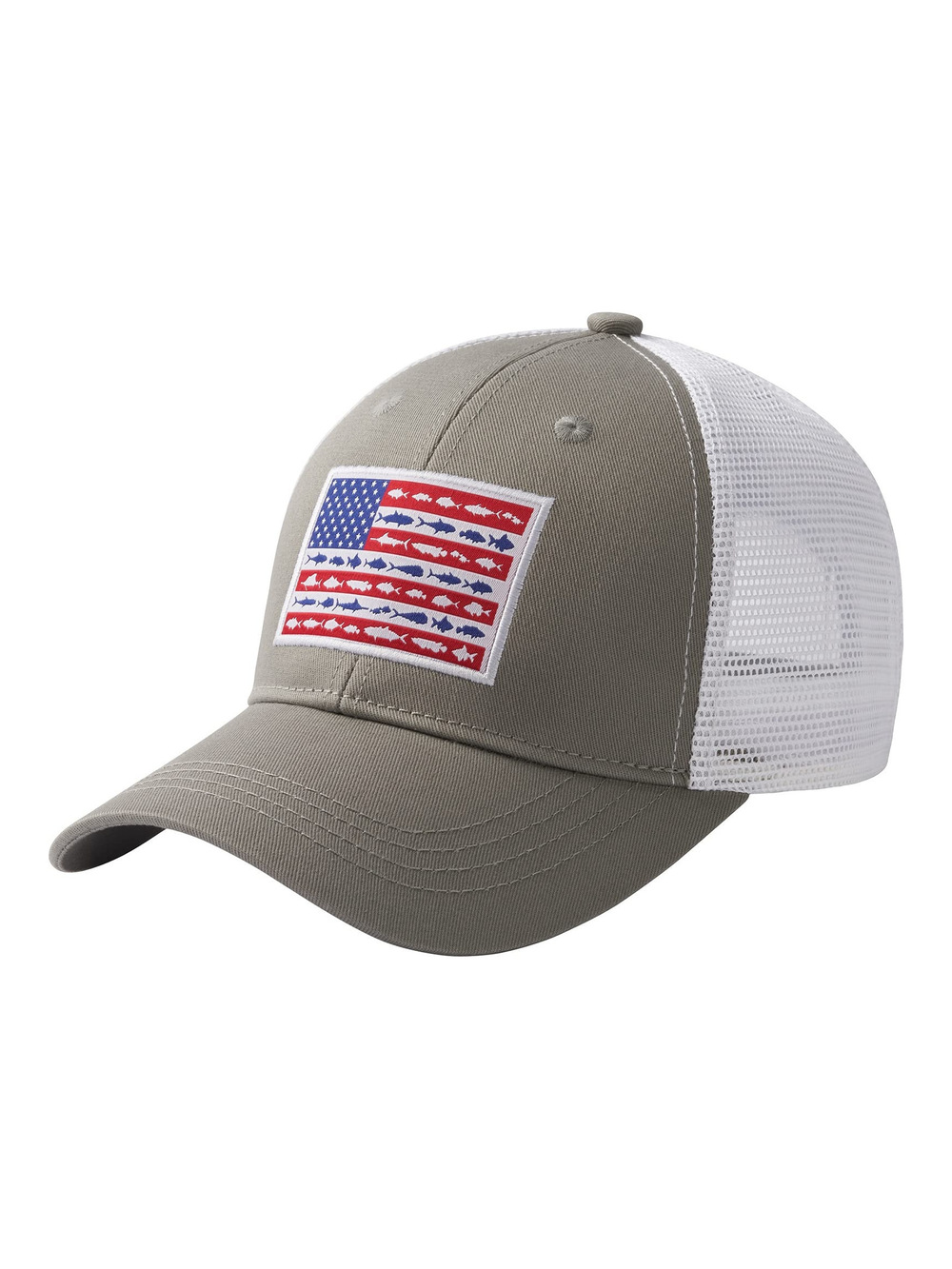 Altimate Fishing Hat Mesh Back for Men Women | Gray, Fish Flag | Size OS